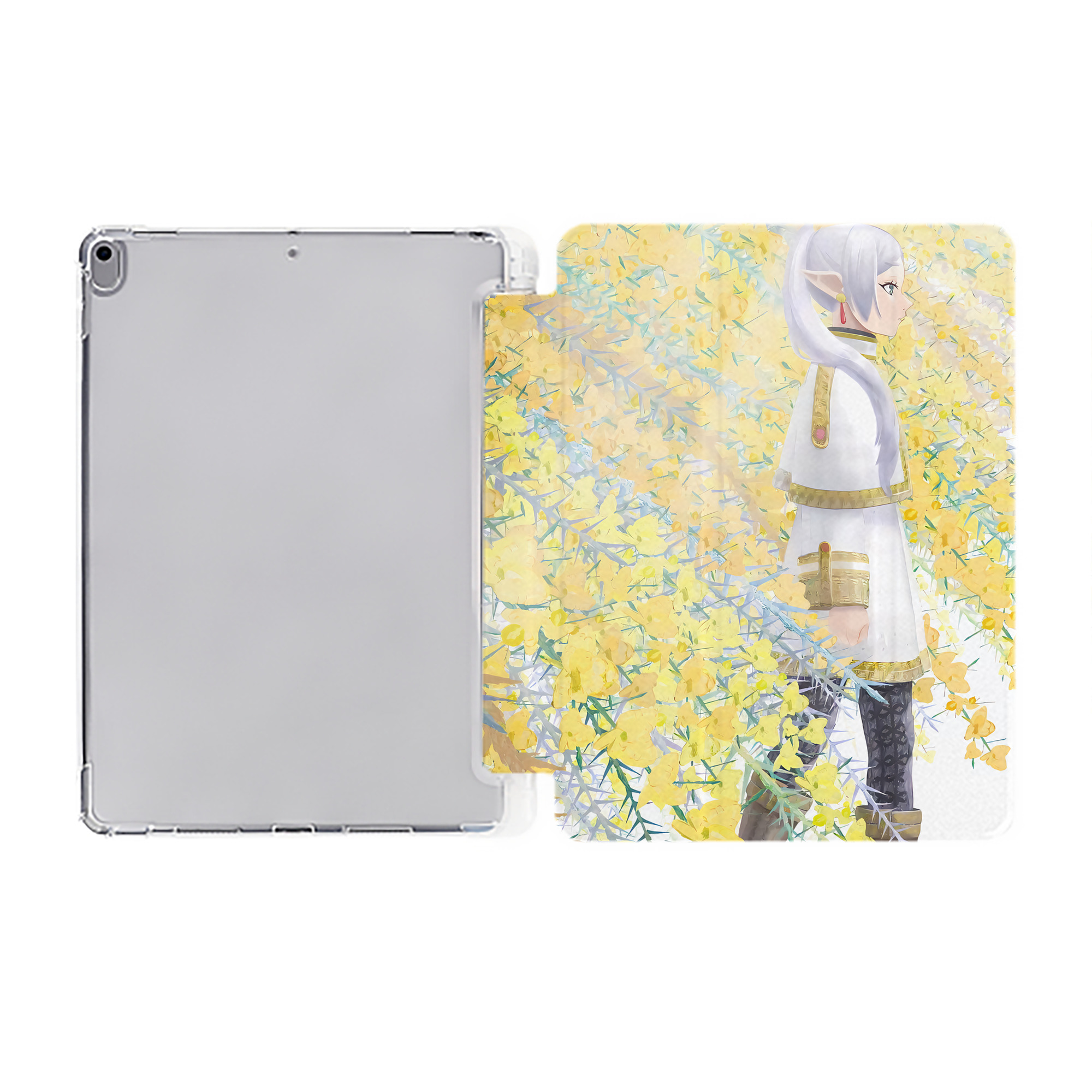 （画像用） 葬送のフリーレン Frieren IPad ケース ペン収納付き 三つ折りスタンド PUレザー×シリコン 対応機種9.5/10.5/10.9インチ
